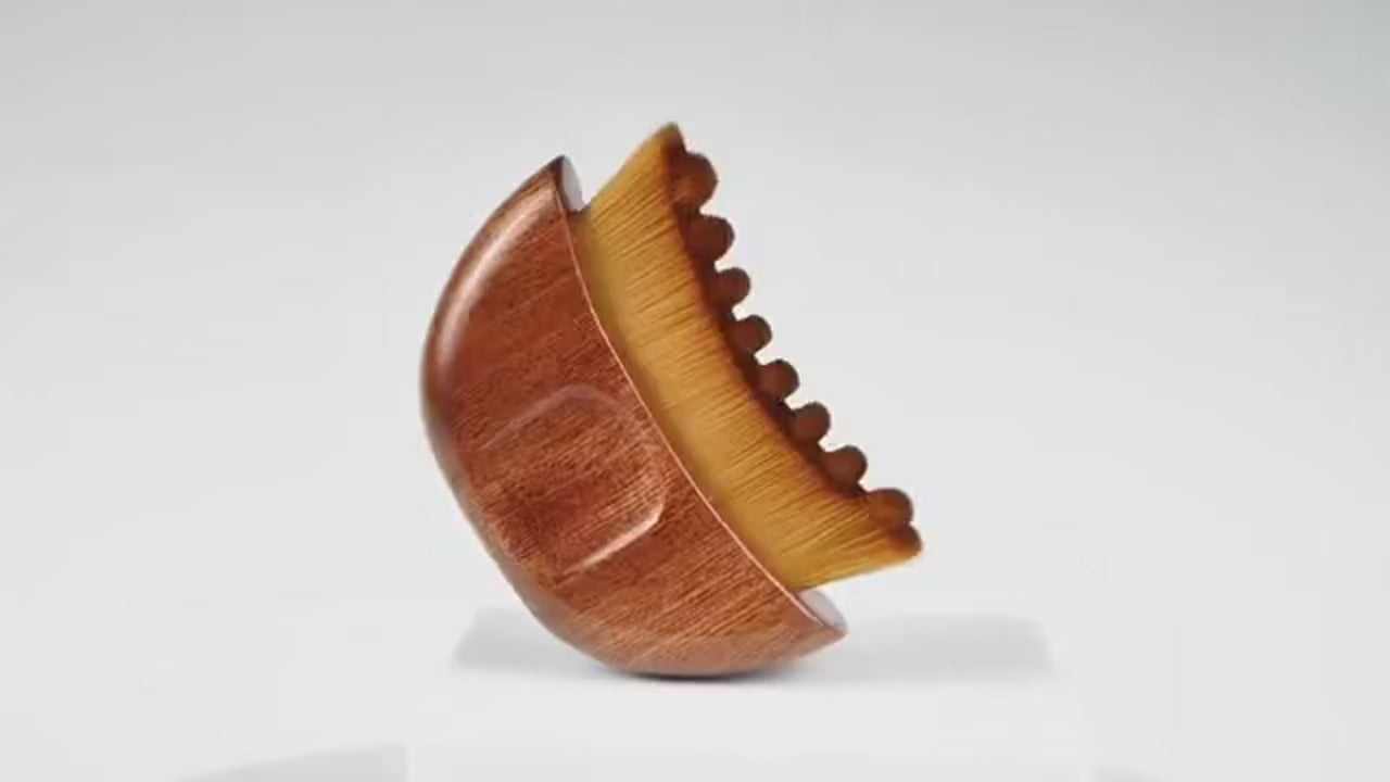 Lymphatic Contour Face Brush — Walnut Wood Gua Sha Sculpting Tool